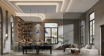 现代酒店休息区3D模型下载